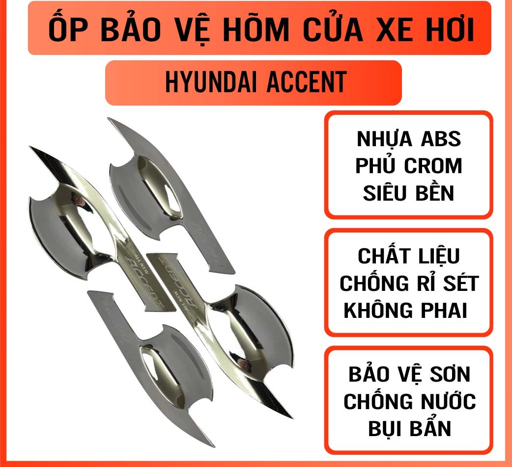 Ốp tay hõm cửa mạ crom cho xe hyundai accent 2018-2020