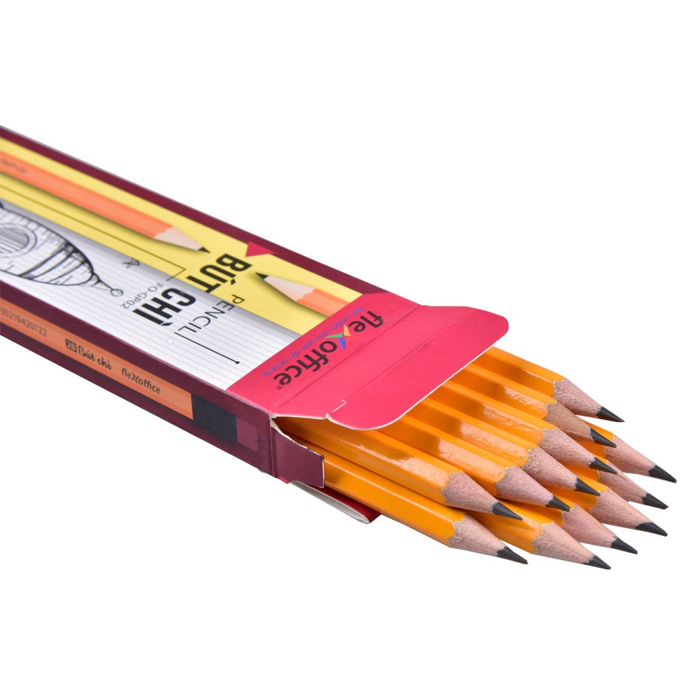 Bút chì gỗ 2b flexoffice fo-gp02 - hộp 12 cây
