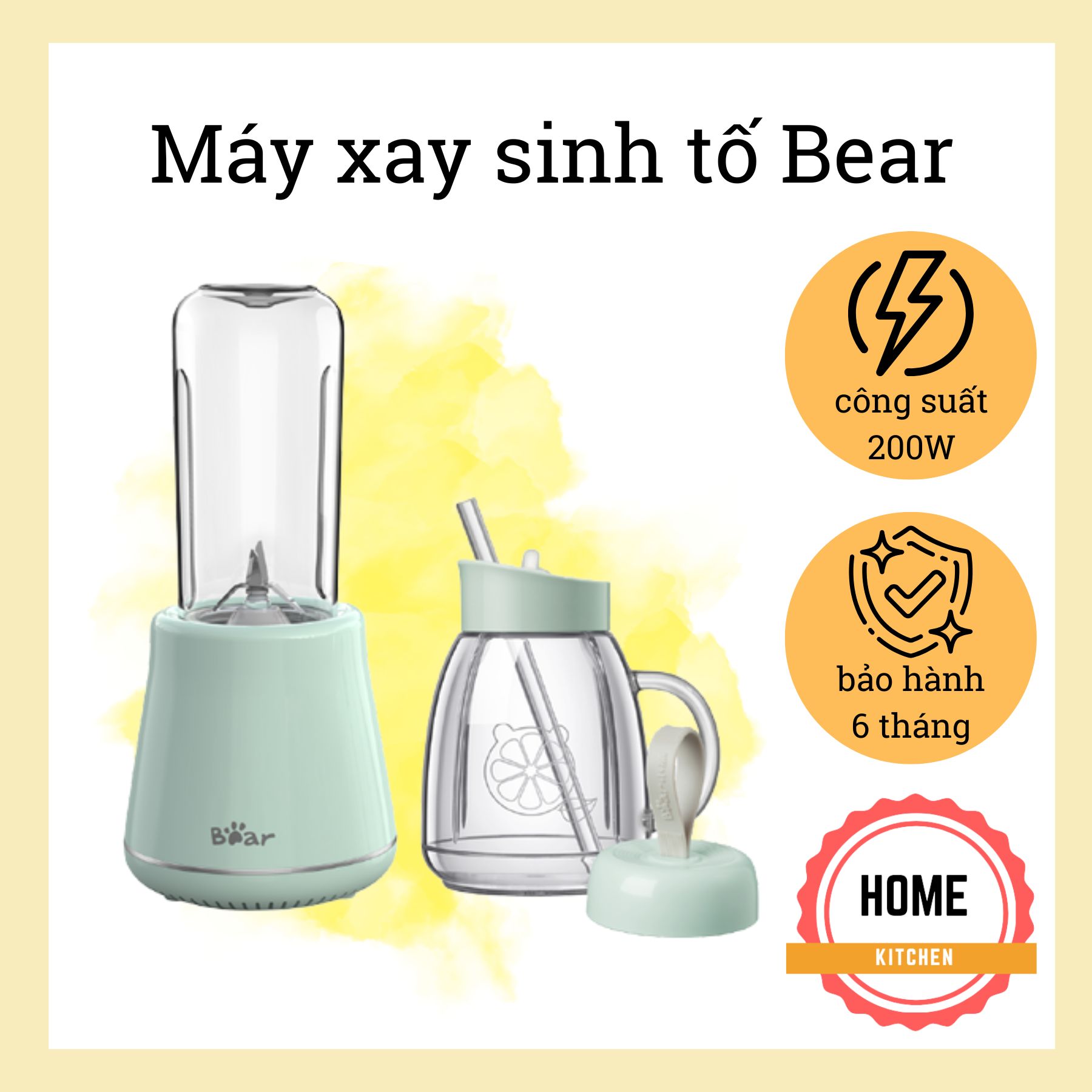 Máy xay sinh tố cầm tay Bear, công suất 200W, bảo hành 6 tháng