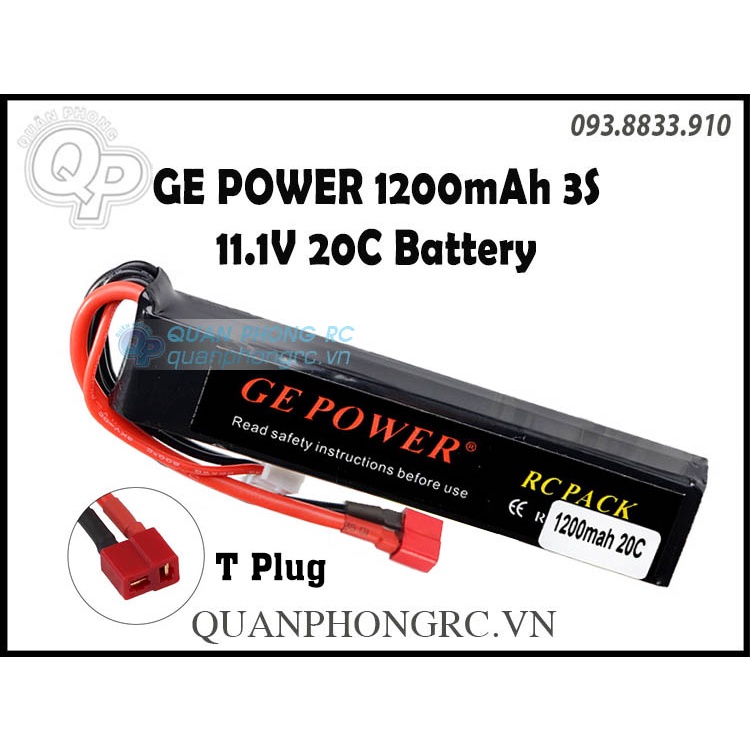 Pin ge power 1200mah 3s 20c 11.1v lipo battery jack t