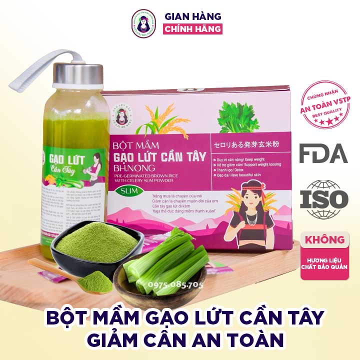 Bột mầm gạo lứt cần tây nguyên chất cô gái bhnong, bột gạo lứt giảm cân, vị ngọt dễ uống