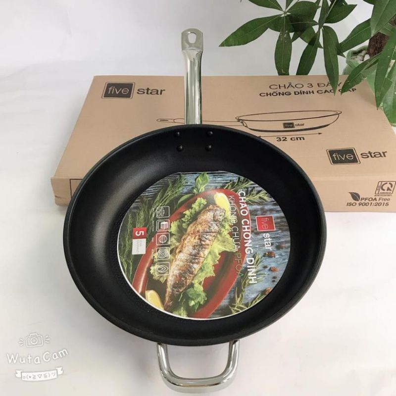 Chảo chống dính 3 đáy fivestar size 30cm inox 430 cao cấp