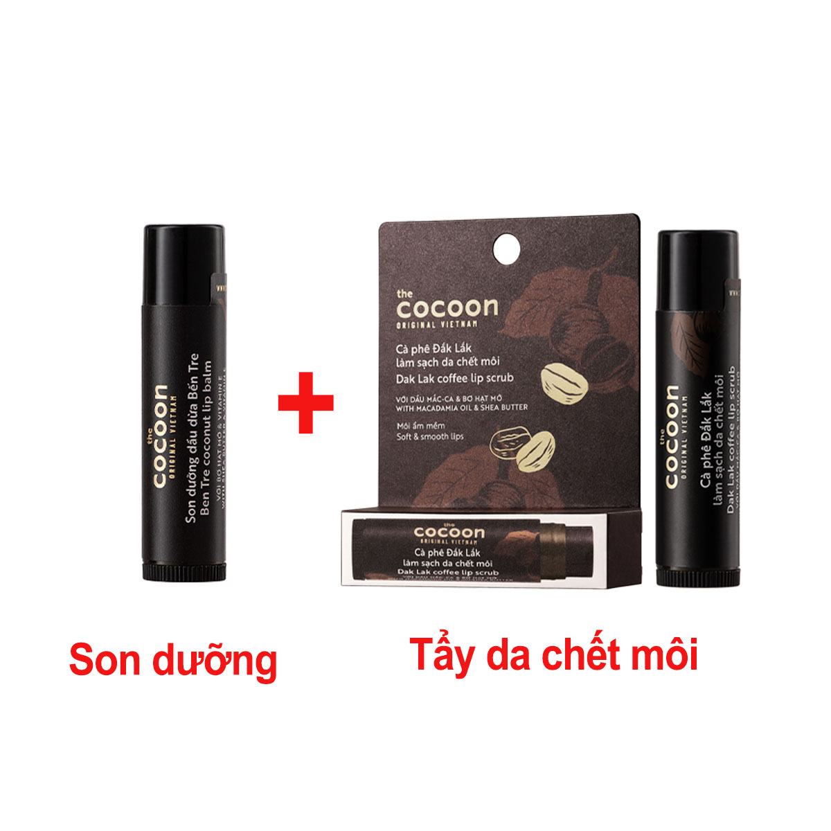 Com Son dưỡng môi Dầu dừa Cocoon 5g + Cà phê Tẩy da chết môi cocoon 5g Mẫu mới