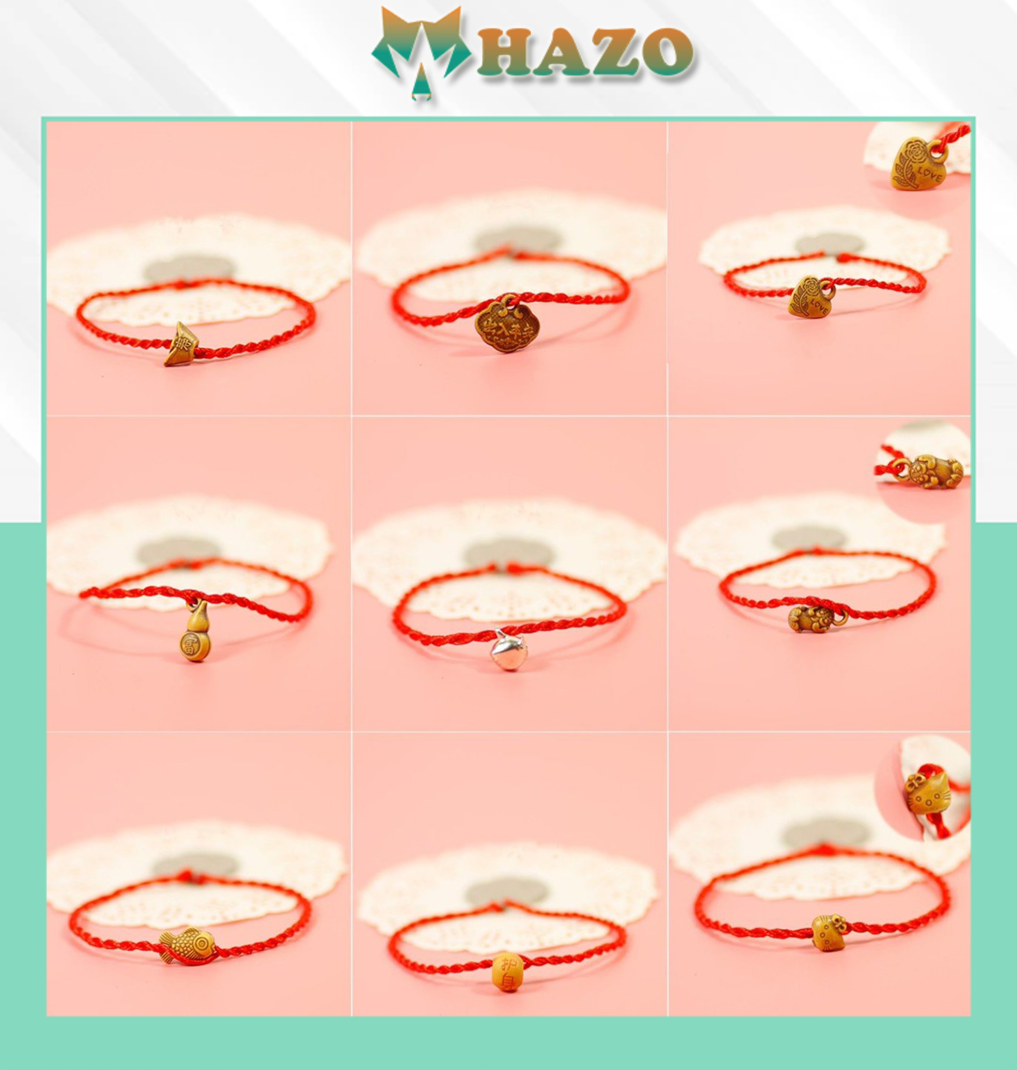 Vòng Tay Handmade Phong Thủy Dây Đỏ May Mắn 145 Dành Cho Nam Nữ Siêu Dễ Thương