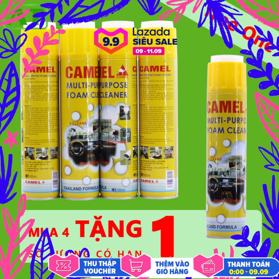 [MUA 4 TẶNG 1] Combo 4 Chai Xịt Bọt Đa Năng Vệ Sinh Ghế Da Nội Thất Ô Tô Foam Cleaner Màu Vàng