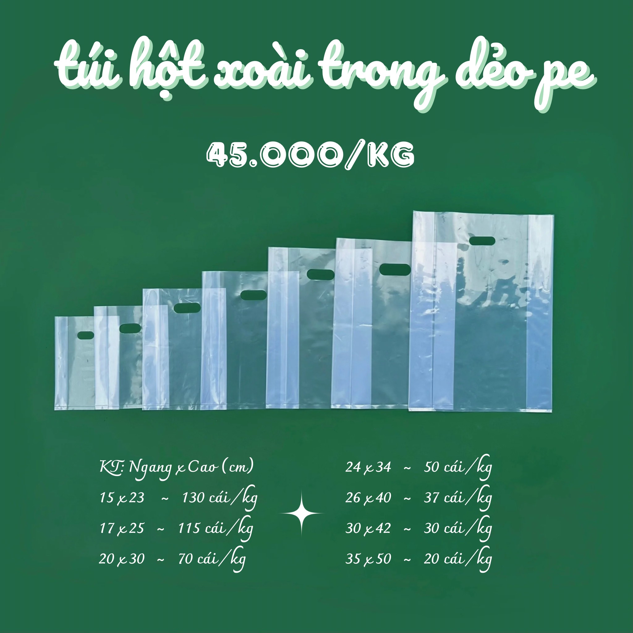 1kg túi hột xoài trong suốt pp-pe