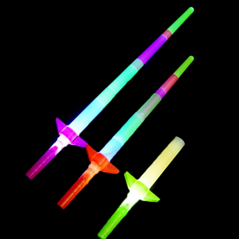 CW 1PC LED Glow Stick 4 Section Extendable Sword Kids Toy Flashing Concert