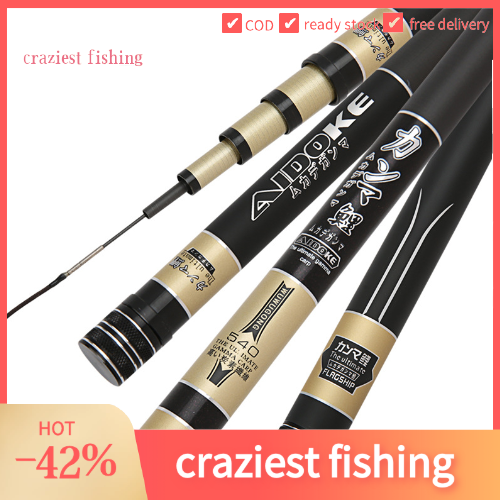 Craziest fishing carp rod 28 adjustable carbon rod 2.7/3.9/5.4/7.2m cần câu cột cá