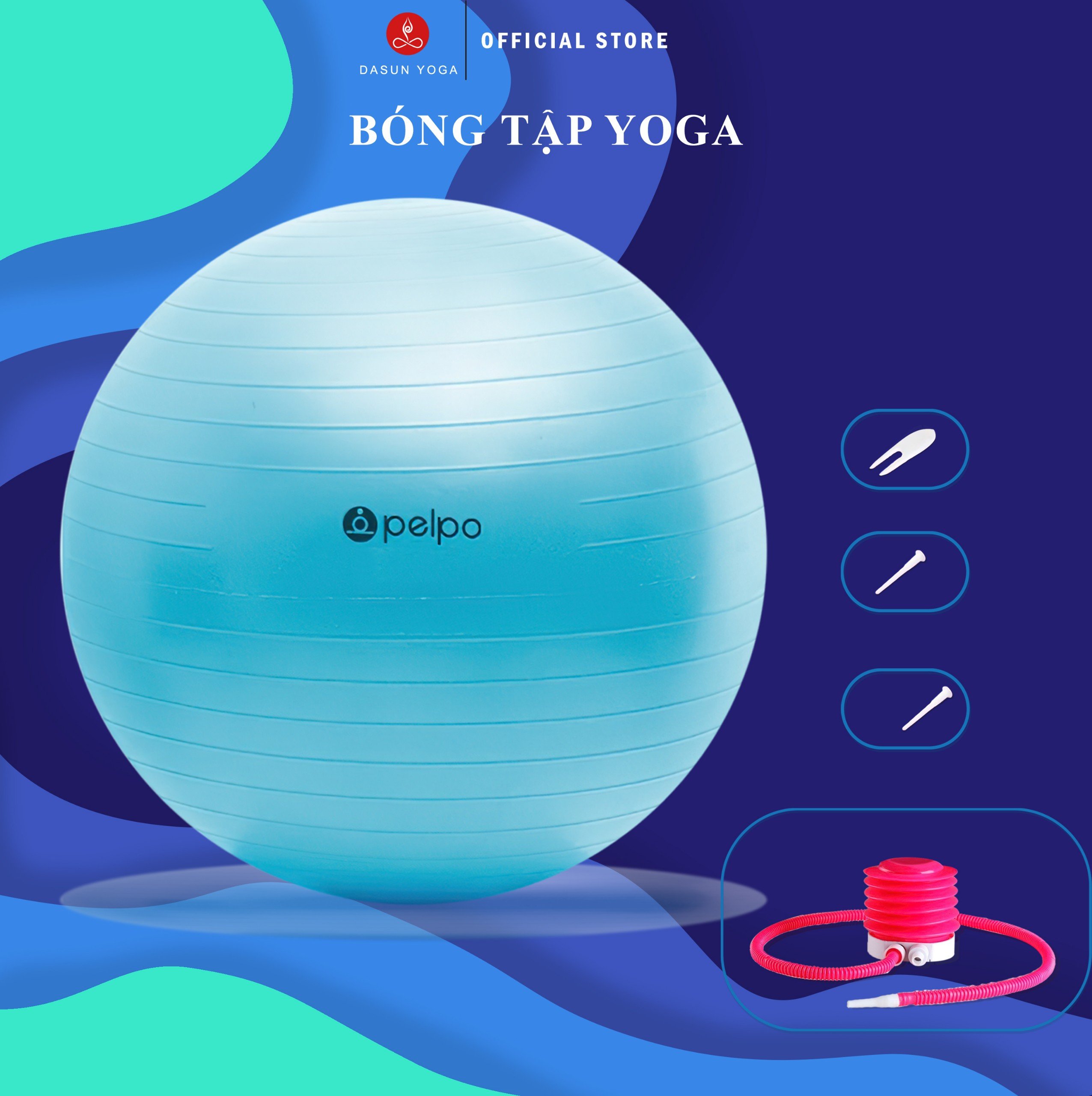 Bóng tập yoga pelpo cao cấp pido 65cm - tặng kèm bơm bóng và phụ kiện