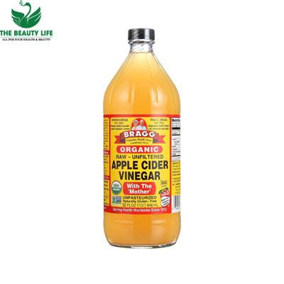 Giấm táo hữu cơ chứa giấm cái bragg 946 ml - dấm táo hữu cơ bragg
