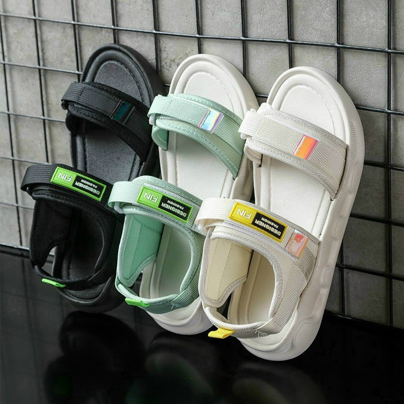 [Kèm ảnh thật] Sandal đế bằng chữ FIN 3 màu