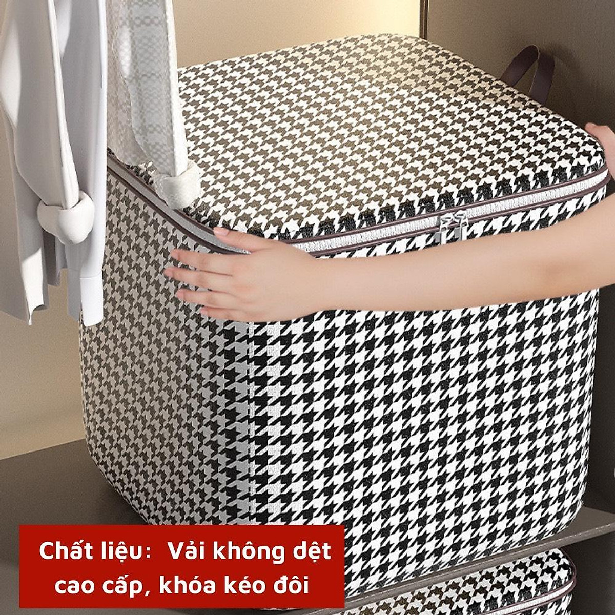 Giỏ đựng quần áo chăn màn 100 LÍT có thể gấp gọn bằng vải cỡ lớn hoạ tiết caro, dung tích 100L, giỏ đựng, giỏ , giở đựng quần áo. giỏ đựng mền, túi đựng quần áo, túi đựng chăn gối