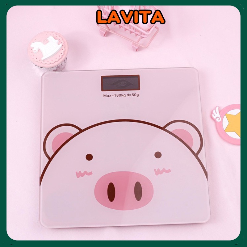 Cân Điện Tử Dùng Pin AAA Hình Ngộ Nghĩnh Dễ Thương Tặng Kèm 2 Pin Và Thước Dây - LAVITA