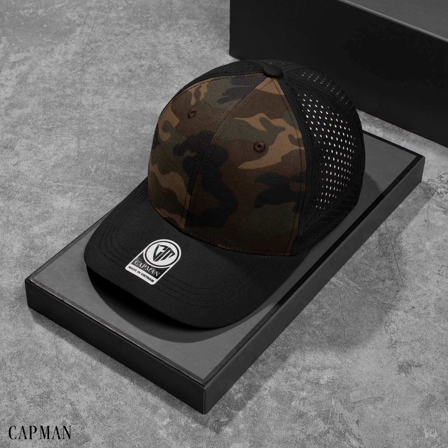 Mũ lưỡi trai chính hãng CAPMAN, nón kết nam thể thao CM114 họa tiết camo lính