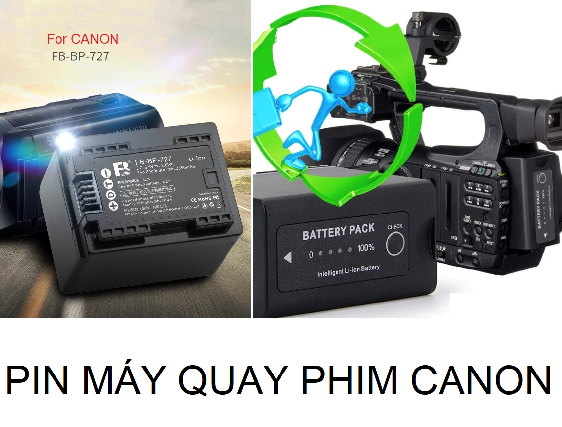 Pin+ Sạc  Máy quay phim Canon: Pin thay thế   Pin Canon BP-808/BP-809/BP-828/BP-827/BP-745/BP-915/BP-955/BP-975