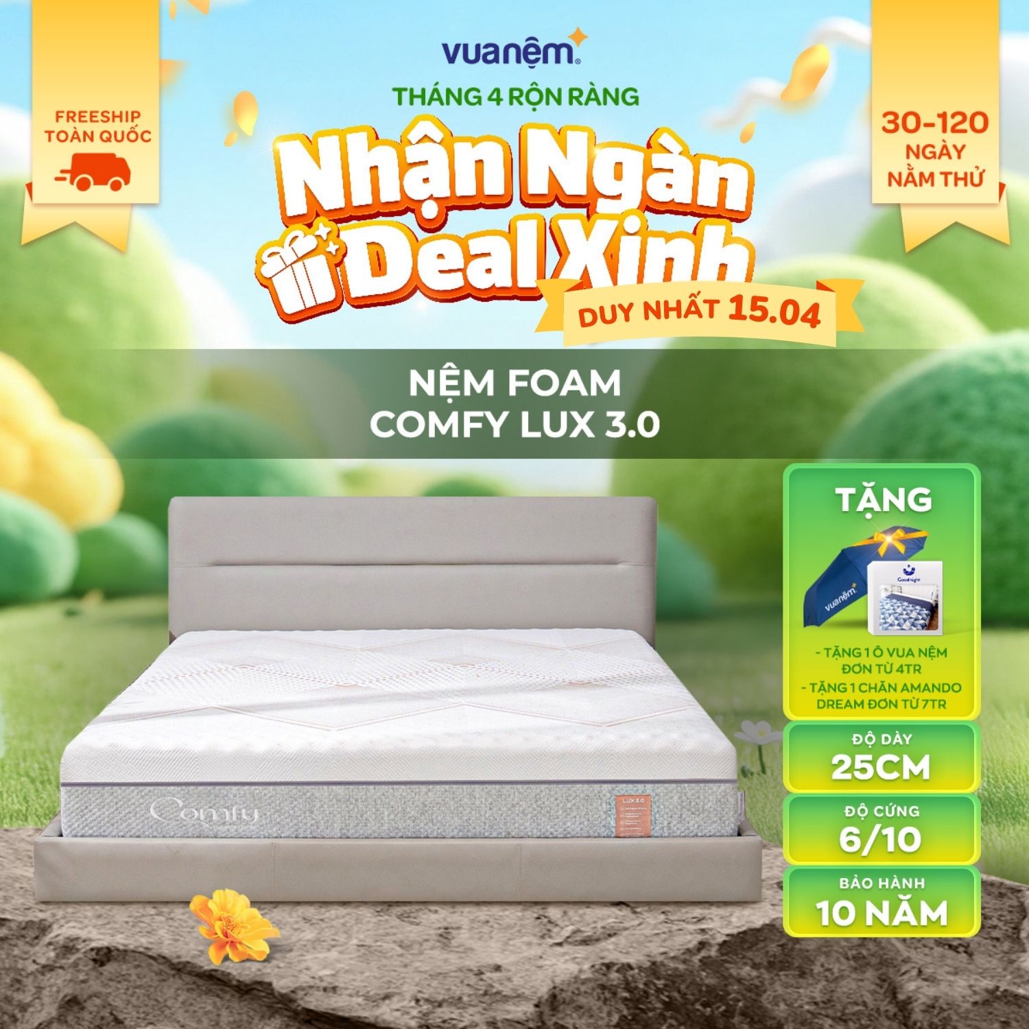 [TRẢ GÓP 0%] Nệm foam cao cấp tương thích toàn diện Comfy Lux 3.0