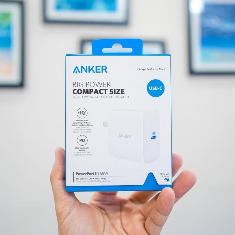 Sạc anker pd powerport iii 65w mới 100% cho ip tablet laptop nhà táo