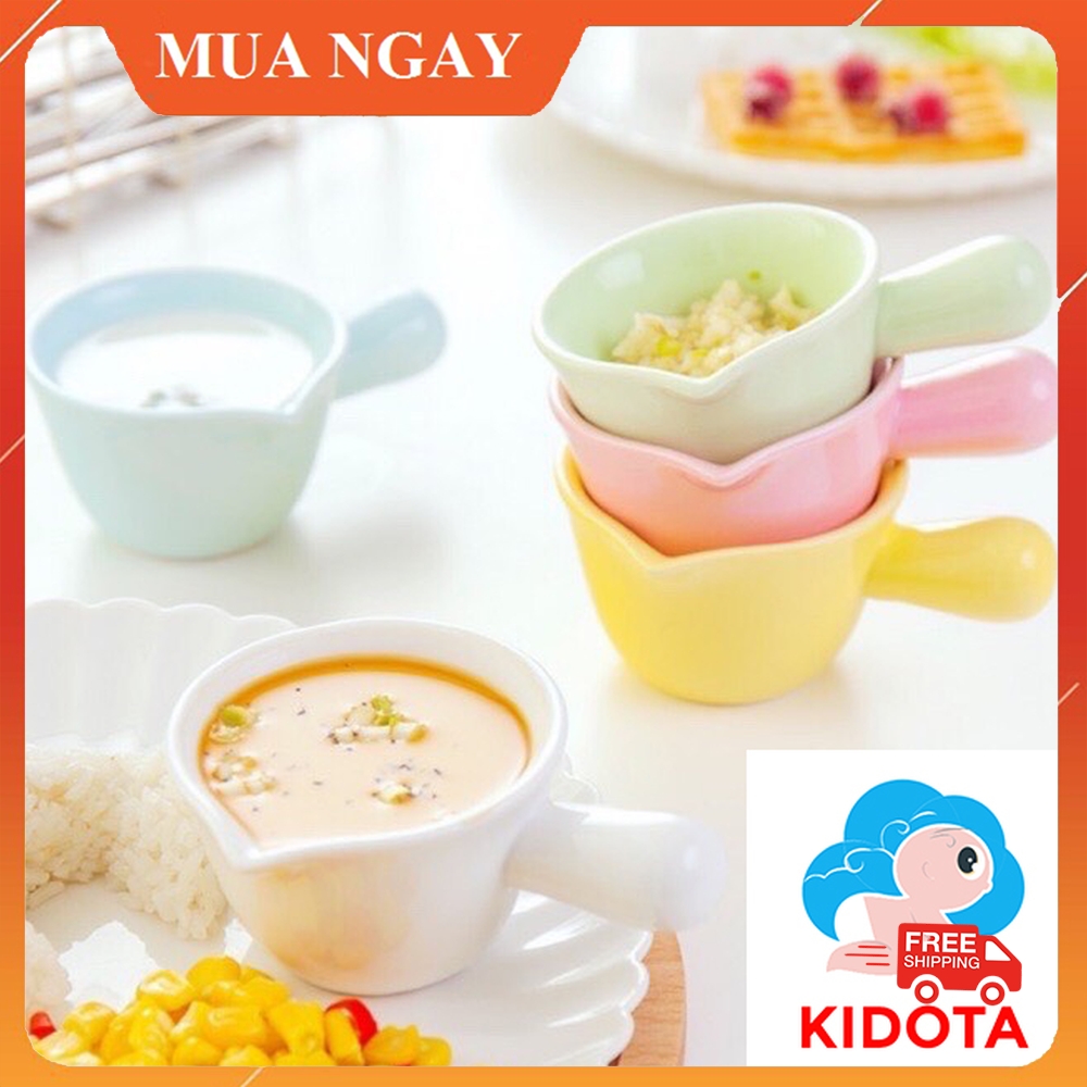Bát Ăn Dặm ,Bát Gốm Sứ Hình Gáo Tay Béo 100ml Cho Bé KIDOTA