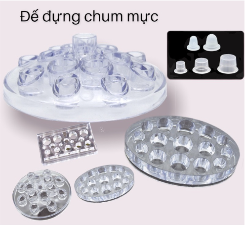 Đế Mica trong suốt đựng chum mực phun xăm đủ mẫu