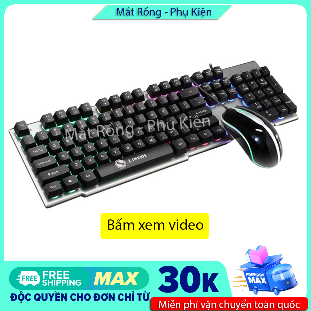 Bộ bàn phím giả cơ và chuột chuyên game limeide gtx500 led 7 màu