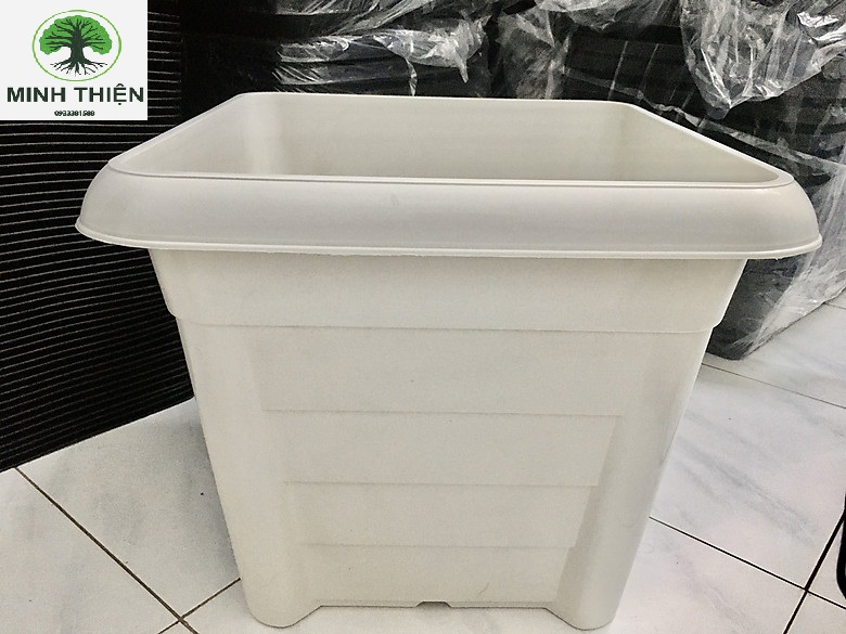 [HCM]Chậu Nhựa Vuông Trồng Rau - Trồng Cây - Màu Trắng Kích Thước 47cm x 47cm x 40cm