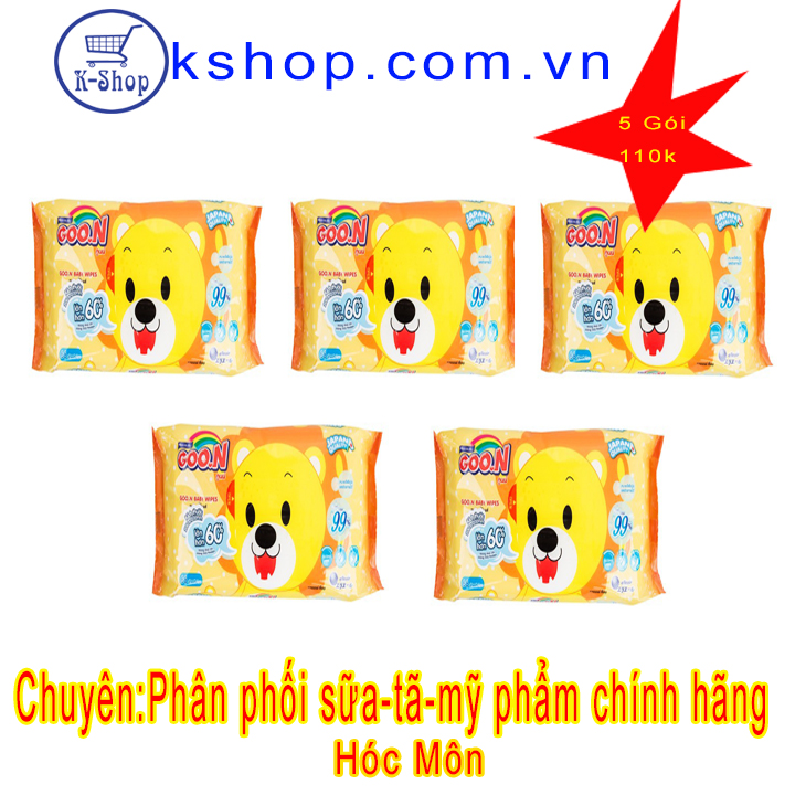Combo 5 bịch khăn ướt Goon 66miếng/bịch