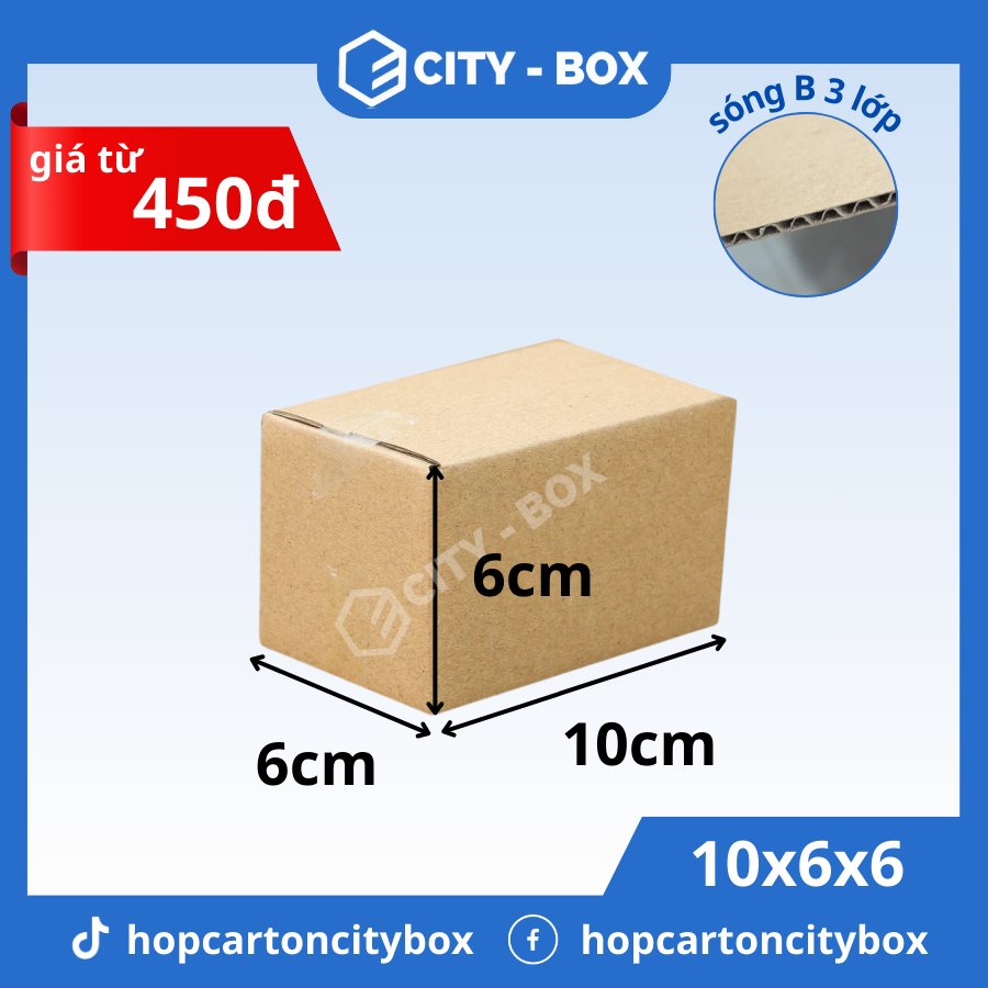 Set 10 hộp carton 10x6x6 - hộp ship cod 106