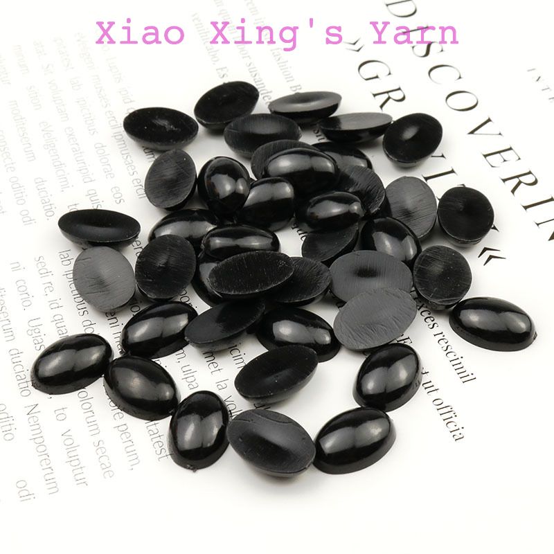 Mắt mũi thú hình ovan màu đen dán mắt thú bông, búp bê, móc khoá | Xiaoxingyarn