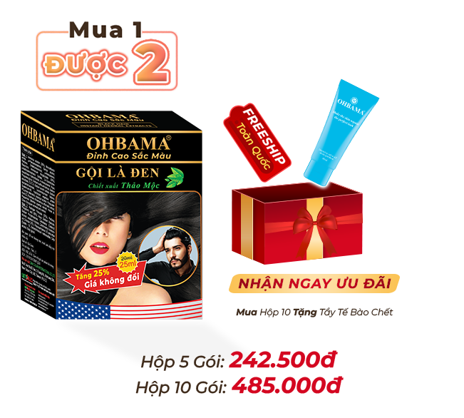 Dầu gội phủ bạc ohbama - gội là đen tự nhiên thảo mộc, đơn giản, tiết kiệm