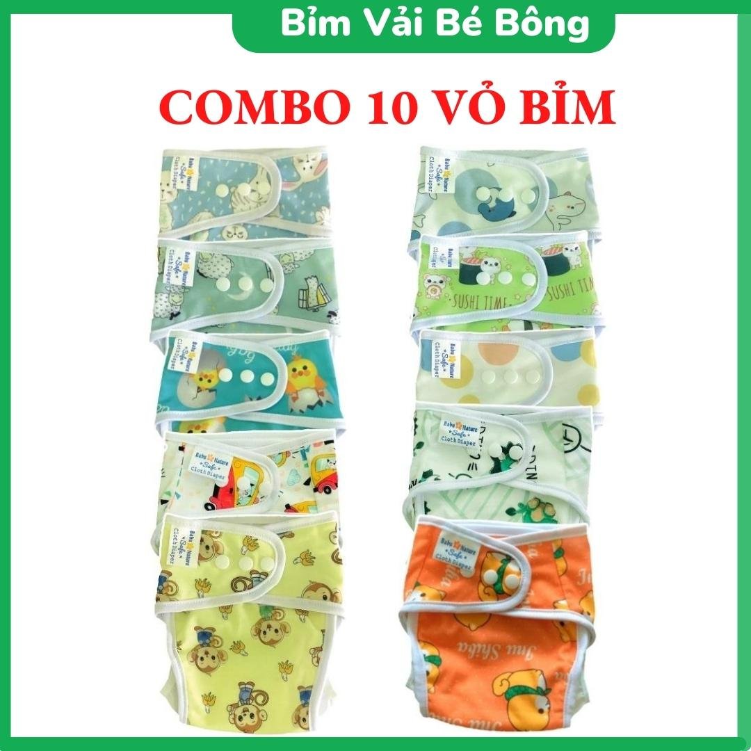 Combo 10 Vỏ Bỉm Vải Babu Nature (Chưa Kèm Lót Bỉm) Có Vách Ngăn Chống Tràn