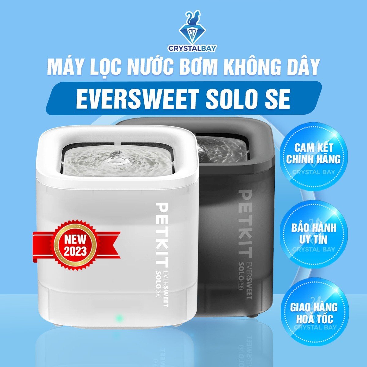 New 2024 - Máy lọc nước cho mèo Petkit Eversweet Solo SE, cục bơm nước không dây