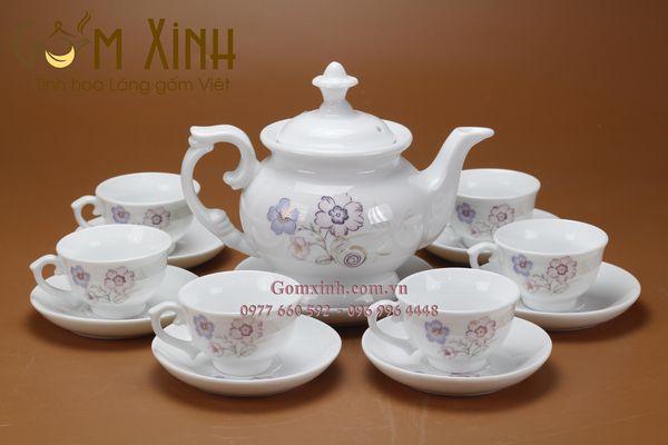Ấm chén Bát Tràng_Bộ bình trà Phú Quý hoa tỉ muội