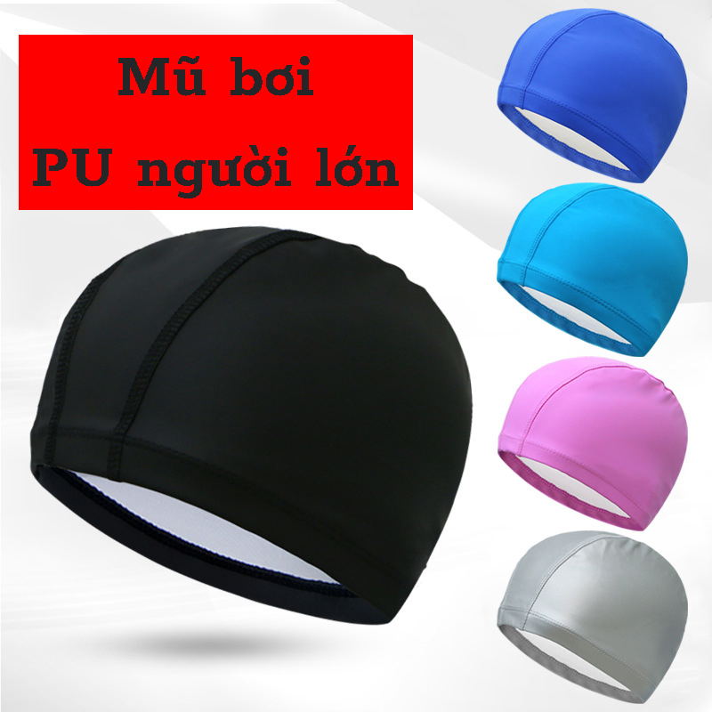 Mũ bơi PU màu đen, mềm mại, nhanh khô, dành cho đi biển, đi bơi