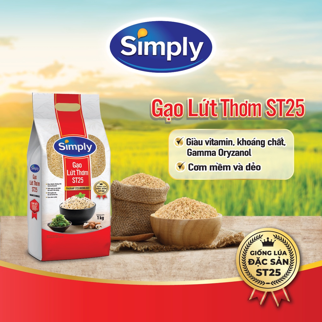 Túi 1Kg --- GẠO LỨT THƠM ST25 SIMPLY