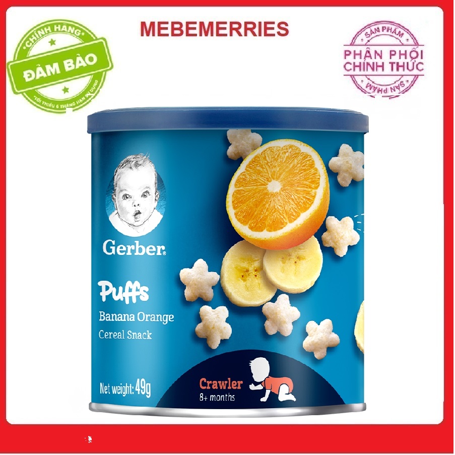 Bánh ăn dặm Gerber hình sao vị Chuối Cam 49g cho bé 8M+