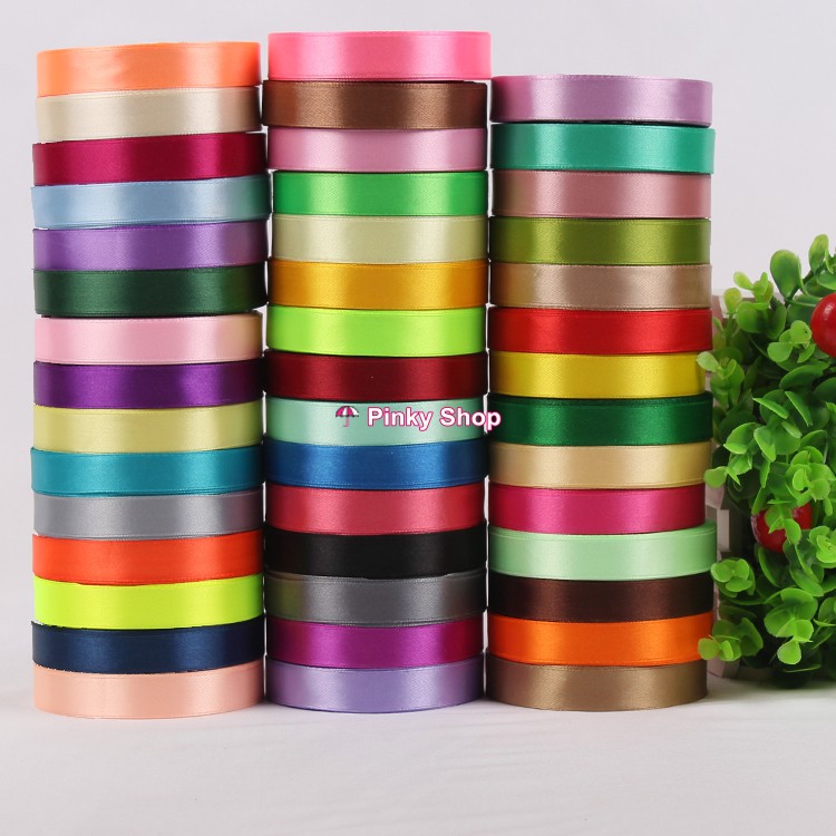 Ruy băng lụa vải satin trơn bản rộng 1cm dài 20 mét giá rẻ, chất lượng RBL01