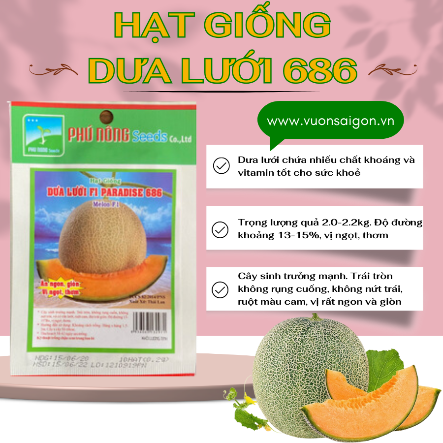 Hạt Giống Dưa Lưới Phú Nông, hạt giống chắc khỏe, tỉ lệ nẩy mầm cao