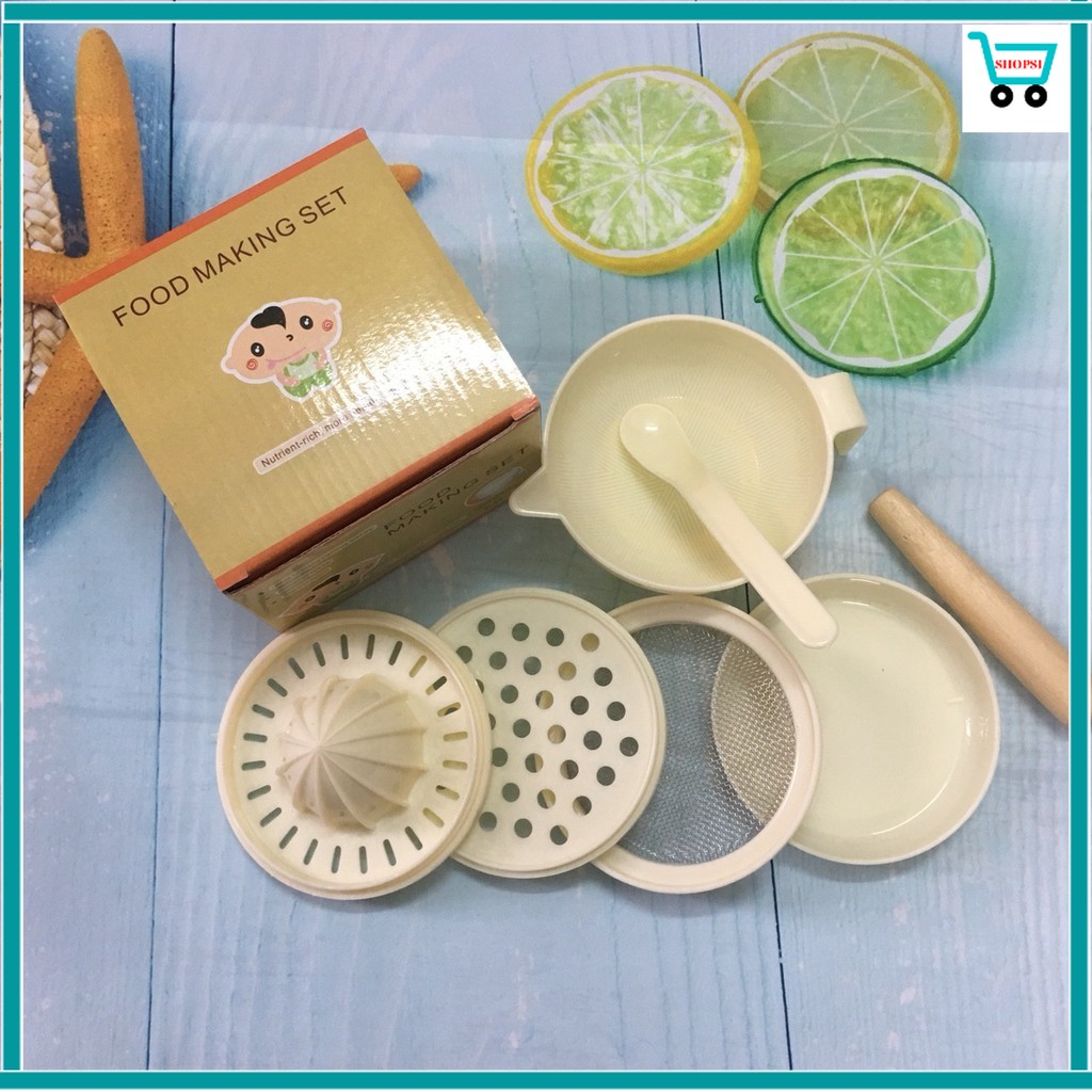 Bộ dụng cụ chế biến thức ăn dặm 7 món cho bé, vệ sinh, an toàn cho bé