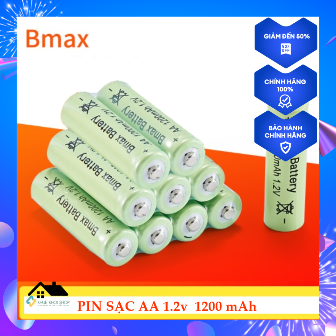 Bộ 4 pin sạc AA 1.2V 1200mAh chính hãng Bmax cho đồ chơi trẻ em, chuột máy tính, đồng hồ, micro hát karaoke