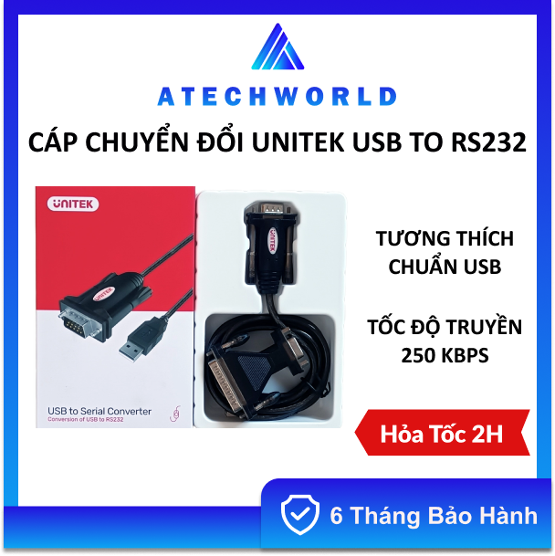 Cáp chuyển đổi unitek usb sang com rs232 - hàng chính hãng - bh 6 tháng - có xuất vat
