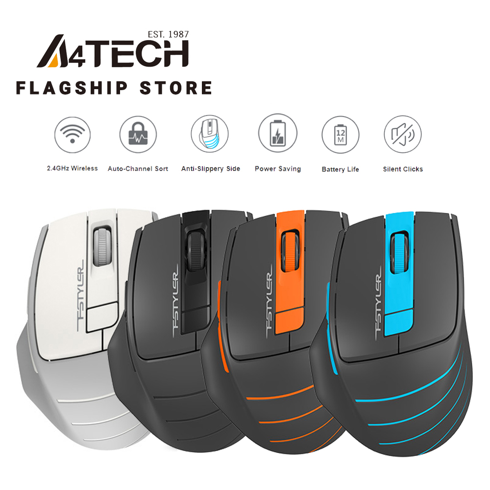 Chuột không dây A4Tech FStyler FG30S 2.4GHz 2000 DPI - Bản chống ồn - Hàng chính hãng, tùy chỉnh 3 cấp độ lên đến 2000 DPI