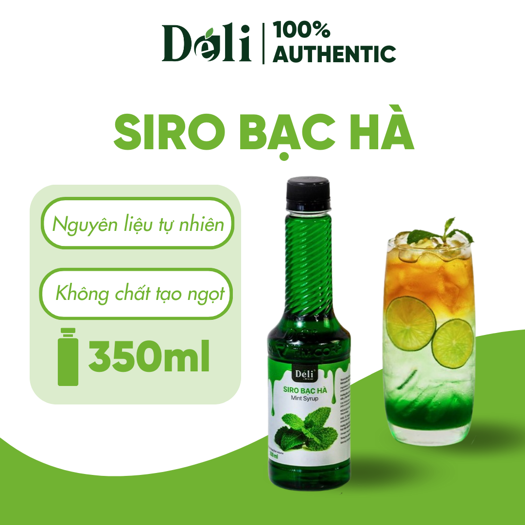 Siro bạc hà Déli - 350ml - đậm đặc, thơm ngon chuyên dùng pha chế trà trái cây, soda