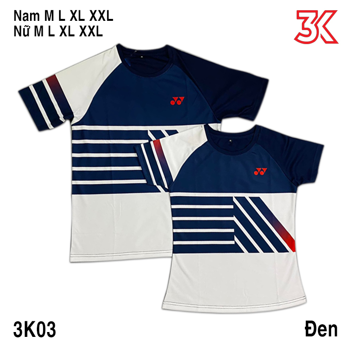 Áo cầu lông Yonex Nam Nữ 2 màu Đen Xanh Mẫu 3K03 1 Áo