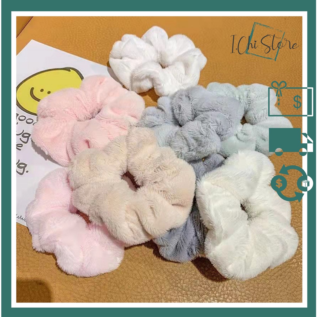 Cột tóc scrunchies lông nhung phong cách Hàn quốc xinh xắn
