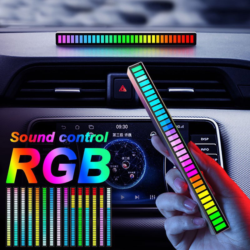 Thanh đèn led rgb ánh sáng màu nhấp nháy theo nhạc điều khiển bằng giọng nói 32 bit - đèn nháy