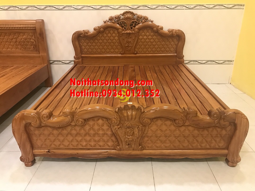 Giường ngủ lá tây cổ điển 1,6m x 2m – GN18A