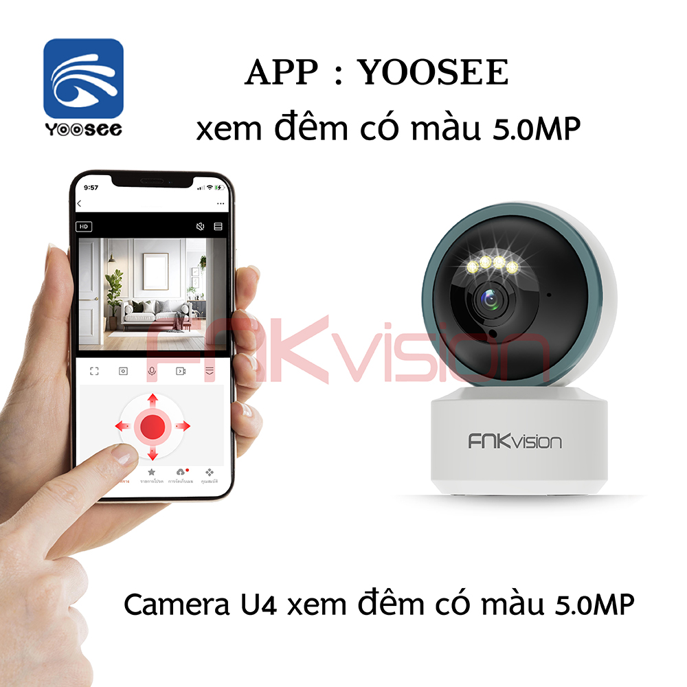 [Sản phẩm mới] Camera wifi Fnkvision 5.0MP có màu Yoo see 5G, đàm thoại 2 chiều, toàn cảnh 360 độ - phiên bản tiếng việt