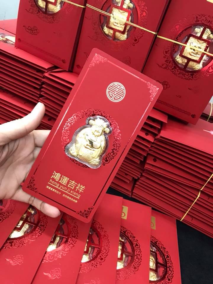 Bao lì xì Vàng Thần Tài 24k chiêu tài tấn lộc