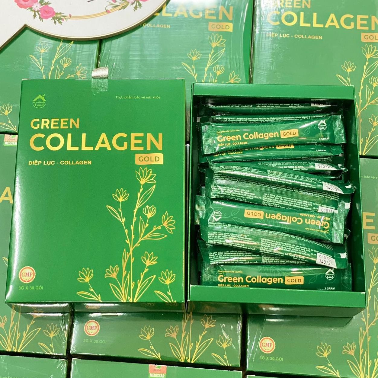 Diệp lục green collagen gold đẹp da thanh lọc cơ thể 30 gói