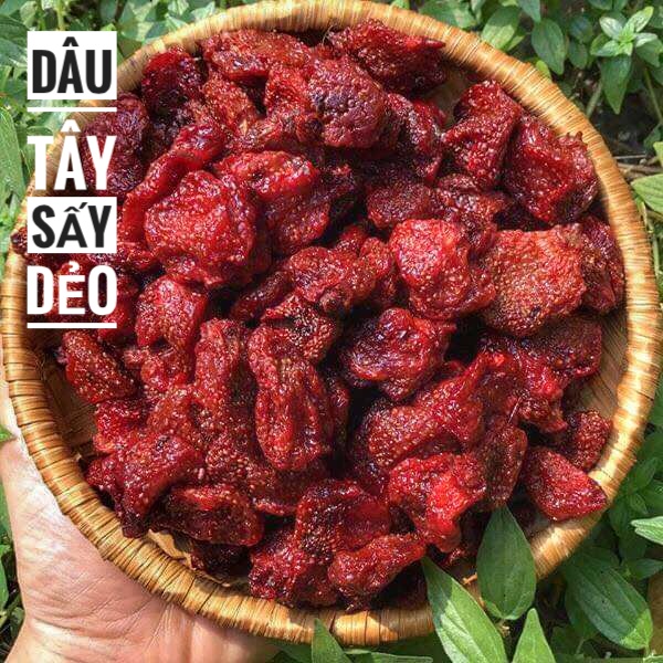 1 kg dâu tây sấy dẽo đà lạt thơm ngon-đồ ăn vặt-ăn vặt